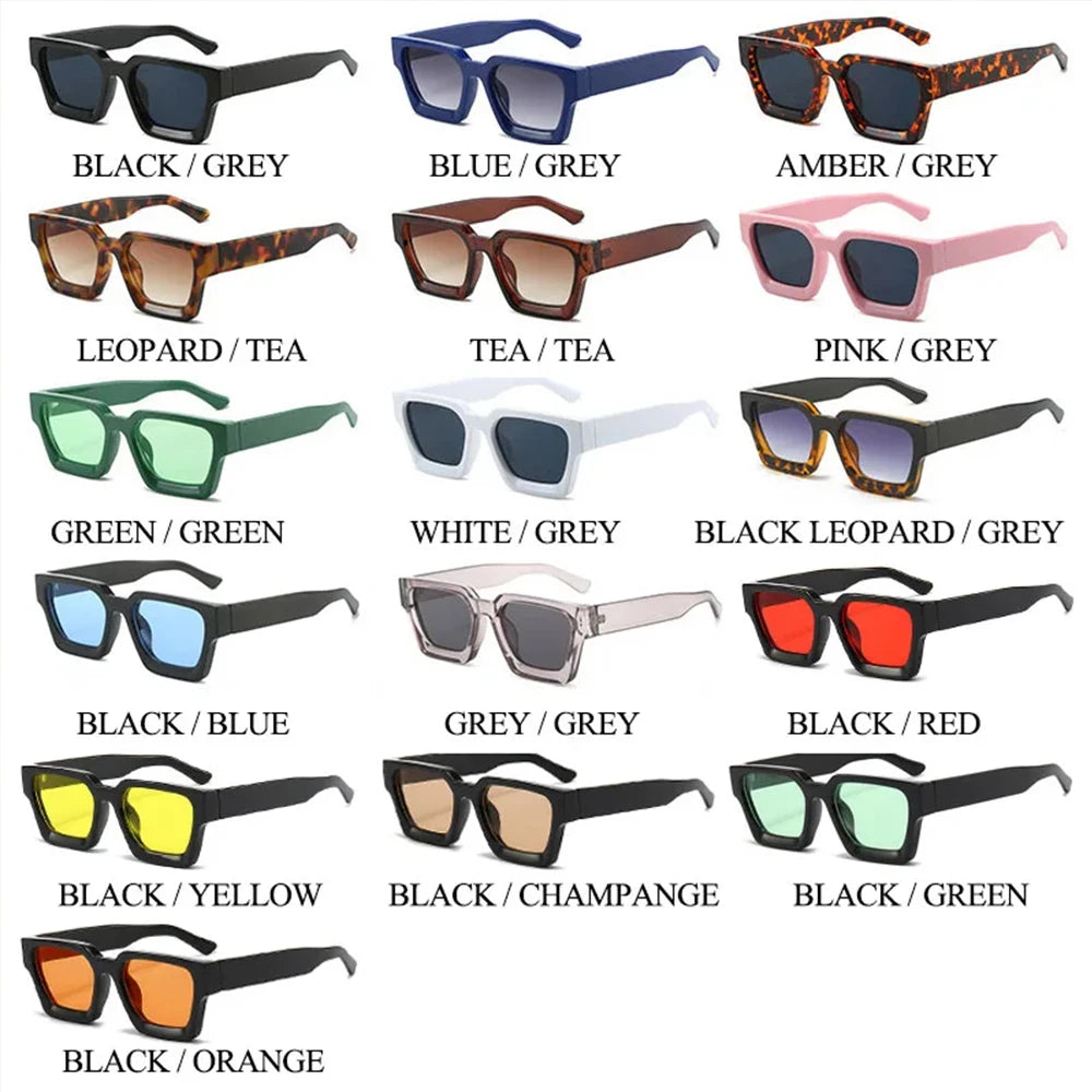 Square Luxury Retro Green Brand Designer Sun Glasses