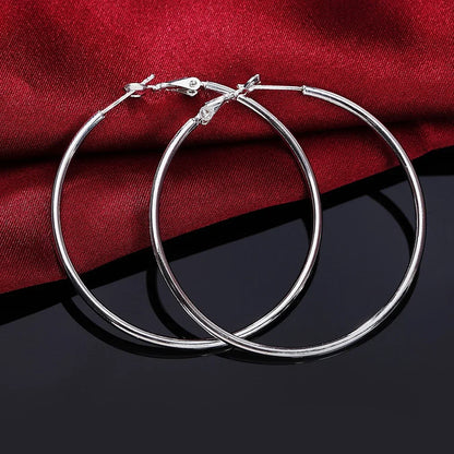 925 Sterling Silver Round Circle Hoop Earrings