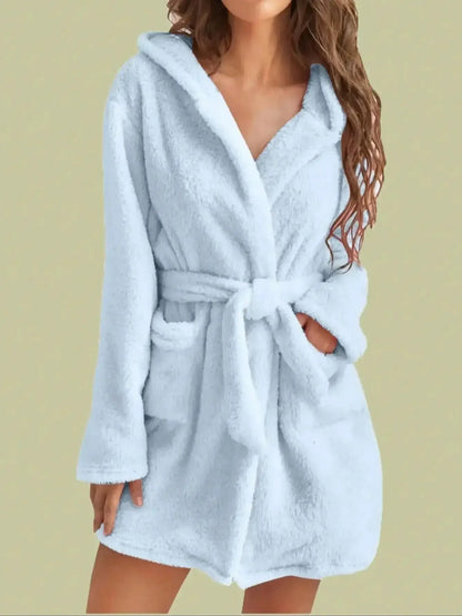 hooded robe with belt