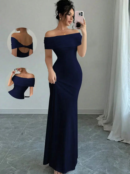 Off Shoulder Sleeveless Sexy Midi Dress