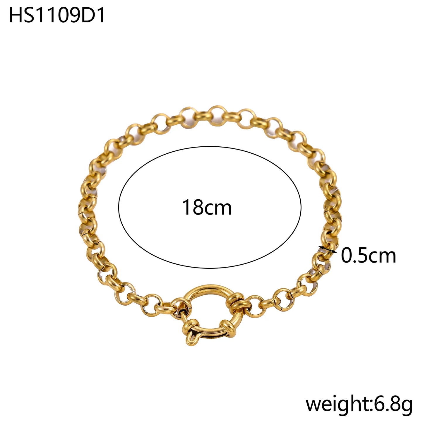 Stainless Steel Thick Simple Chunky Chain Layered Gold Bracelet Set