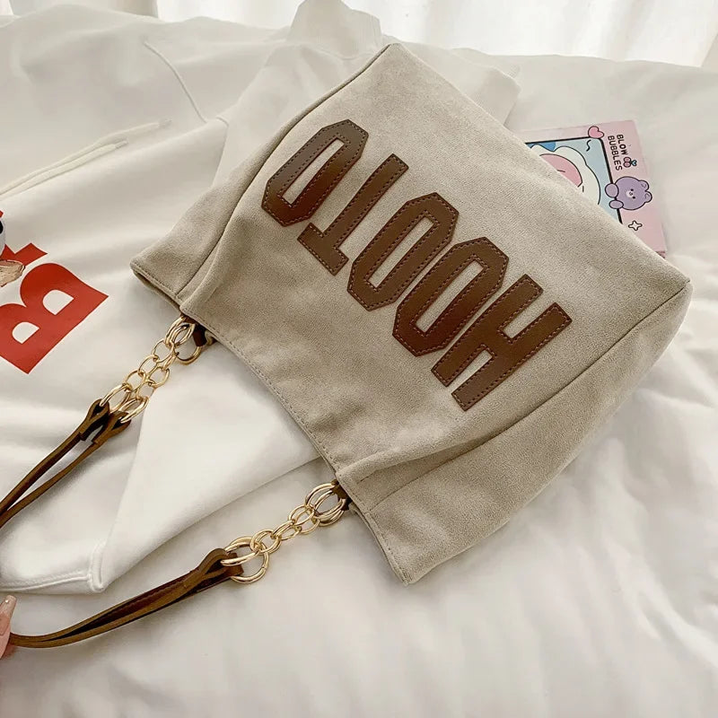 Letters Tote Canvas Campus Handbag Bolsa