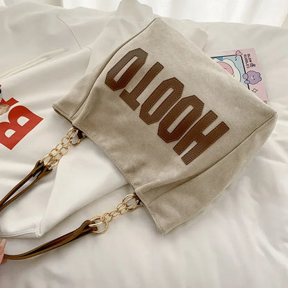 Letters Tote Canvas Campus Handbag Bolsa