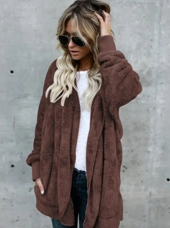Double Fleece Long Sleeve Oversized Jacket