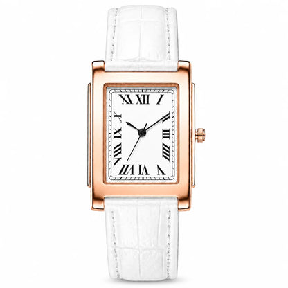 Retro Square Classic Roman Dial Leather Strap Watches