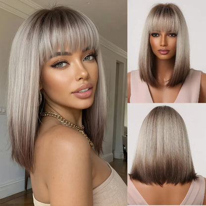 Straight Black Bob Synthetic Wig