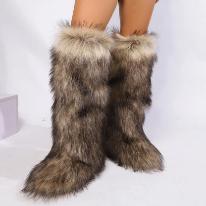 Thigh High Fluffy Furry Faux Fox Boots