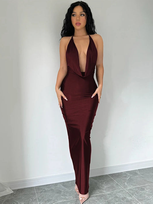 Backless Midi Bodycon Sexy Dress