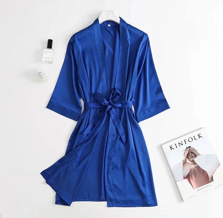 Bride Sleepwear Loose Silk Satin Robe