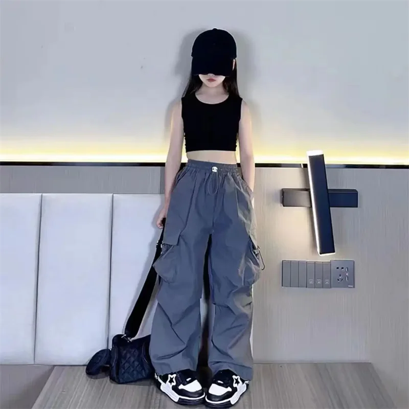 Girls Cargo Loose Workwear Lightweight Pants