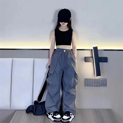 Girls Cargo Loose Workwear Lightweight Pants