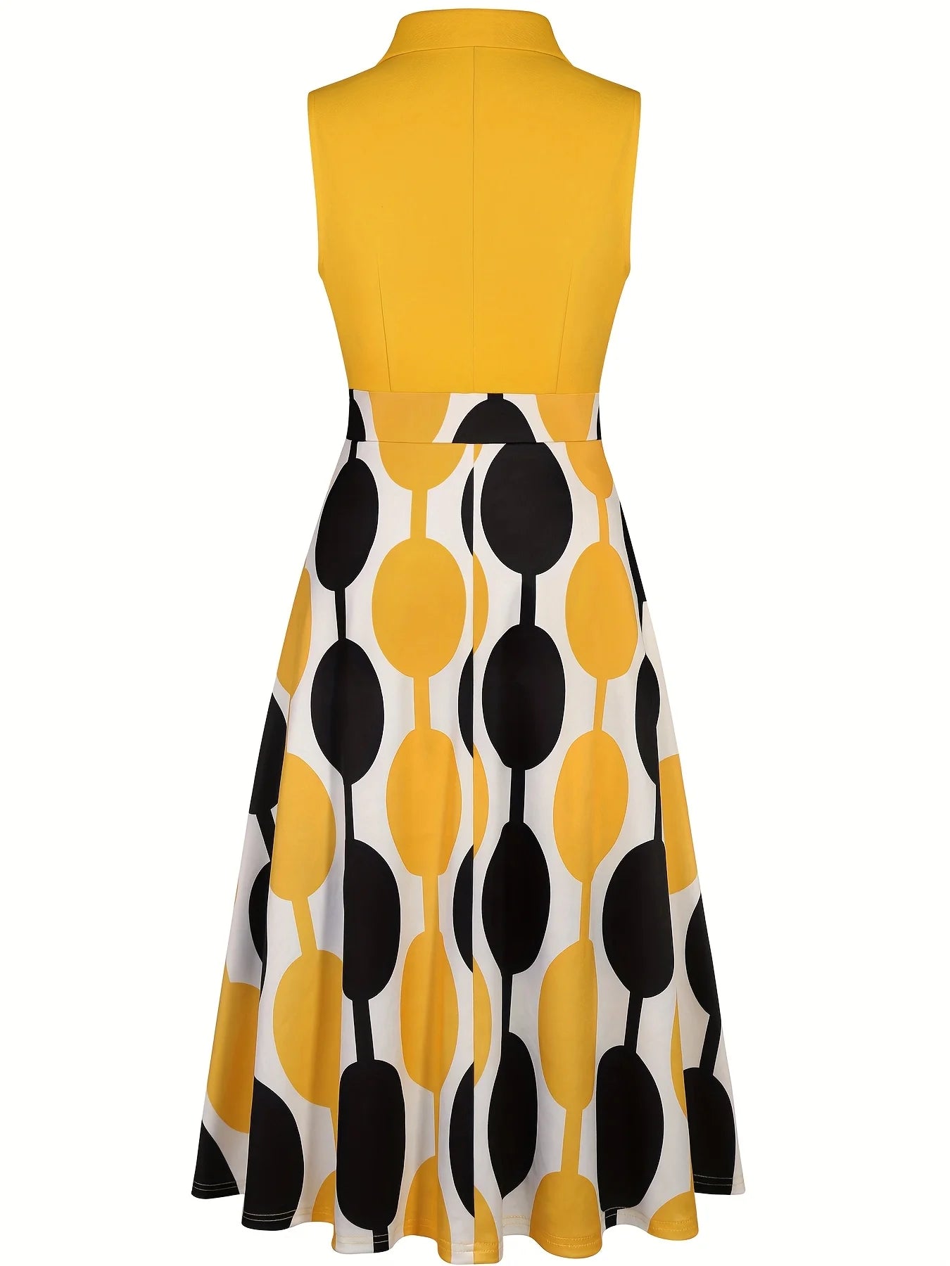 Sleeveless Geometry Elegant Maxi Fit And Flare Swing Long Dress