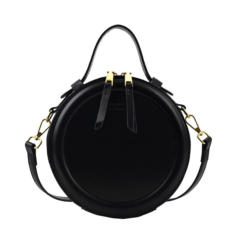 Crossbody Round Small Handbag Leather Shoulder Bag