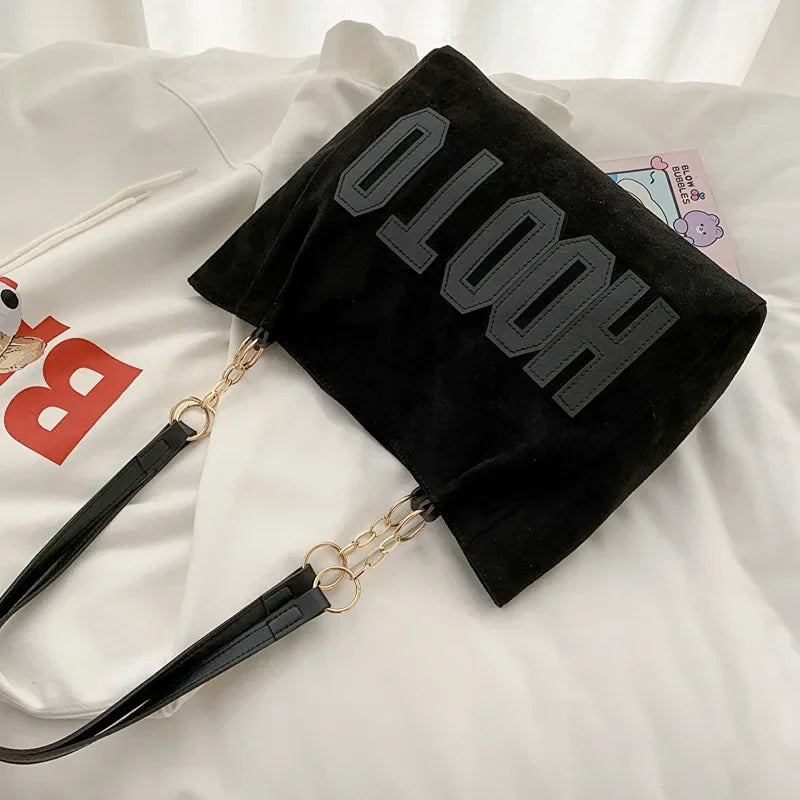 Letters Tote Canvas Campus Handbag Bolsa