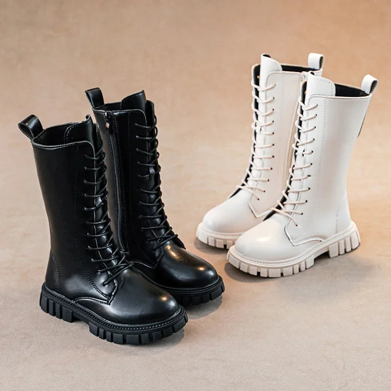 Cool Baby Girls Square Heel Round Toe Mid Boots