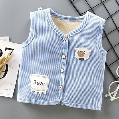 Kids Clothes Waistcoat Vest Thicken Velvet Lining Keep Warm Jackets Vest