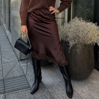 Elegant Hem Side Slit Midi Skirts