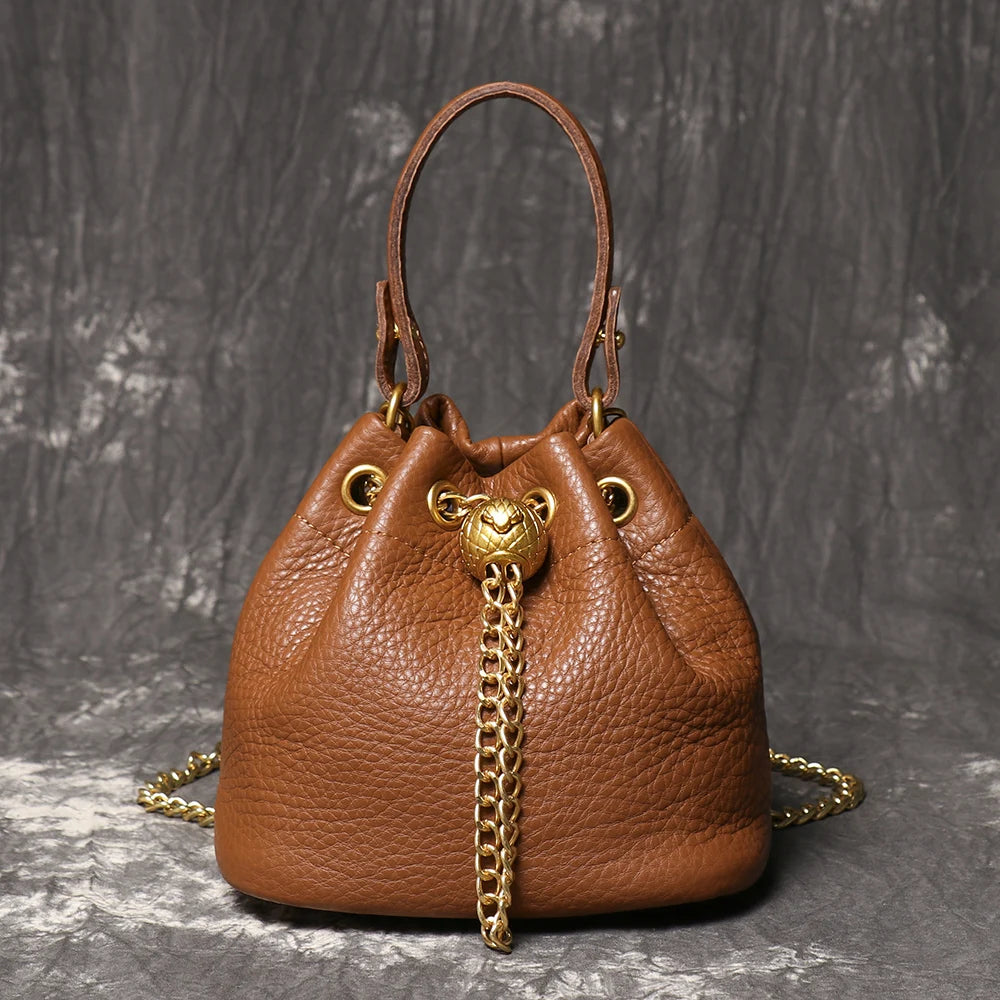 Genuine Leather Chain Crossbody Bag