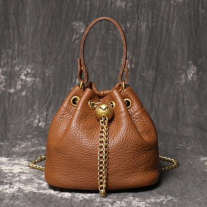 Genuine Leather Chain Crossbody Bag