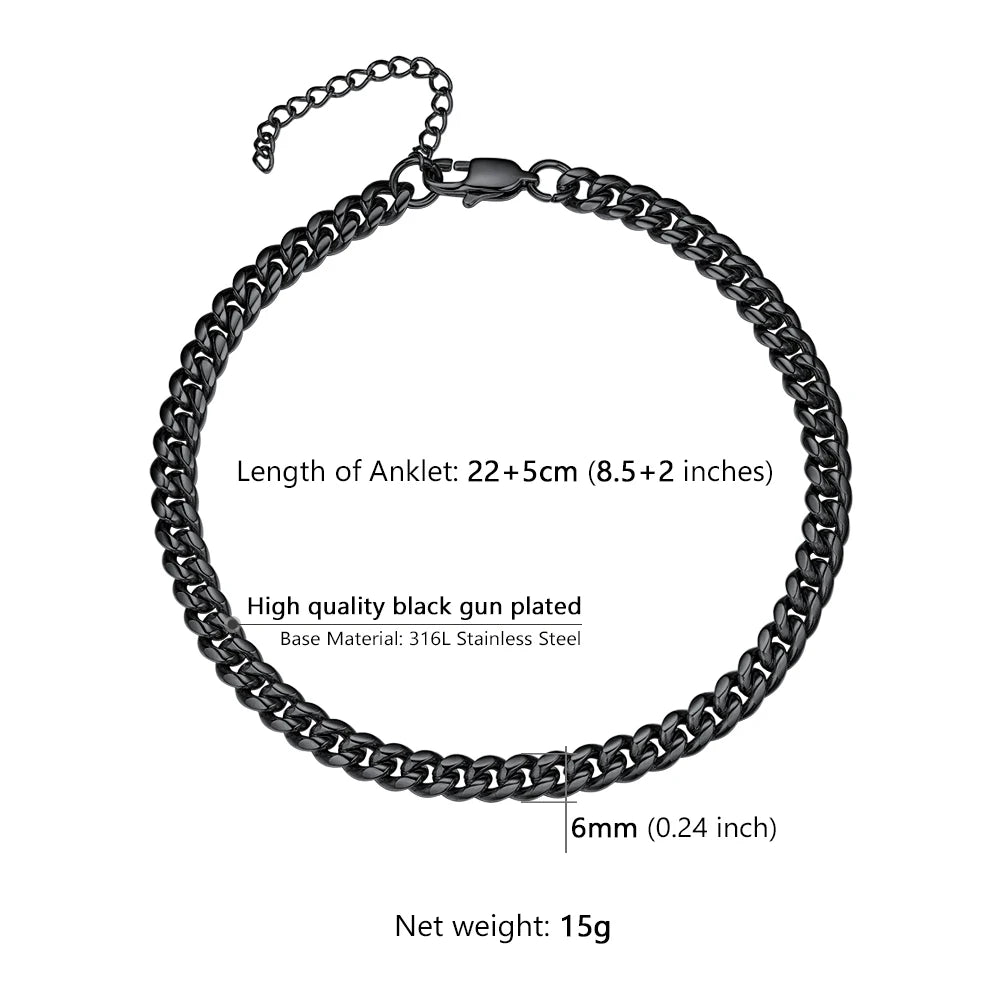 U7 Ankle Cuban Link Snake Figaro Bracelets