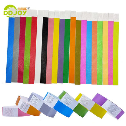 100pcs Colorful Neon Paper Wristbands Mixed Multicolor Waterproof