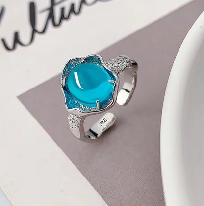 925 Sterling Silver Geometric Black Stone Rings