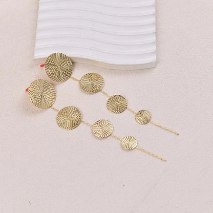 Vintage Metal Round Long Tassel Drop Earrings