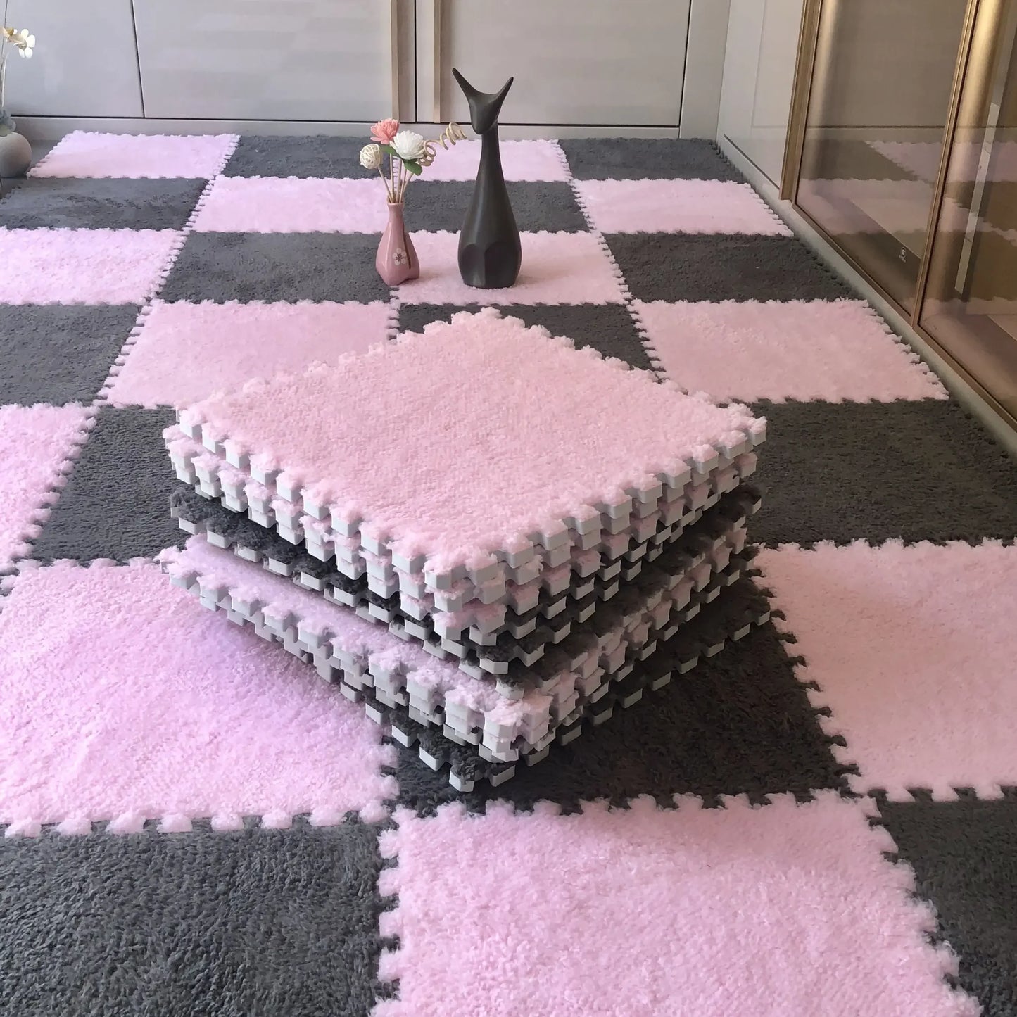 30*30CM Soft Plush Children Kids Rug Play Mat Puzzle Carpet