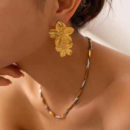DANA Metal Gold Color Flower Big Earrings