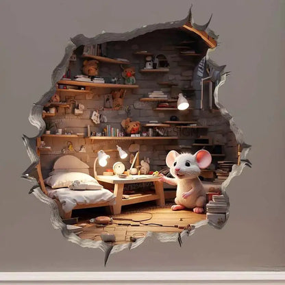Mouse Magic Hole Wall Decal Sticker