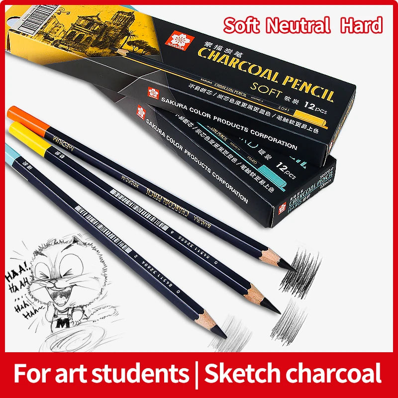 SAKURA Professional Charcoal Wooden Pencil Set
