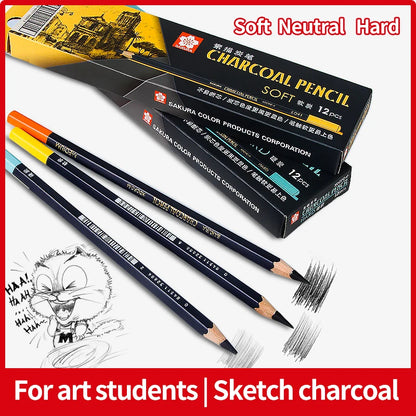 SAKURA Professional Charcoal Wooden Pencil Set