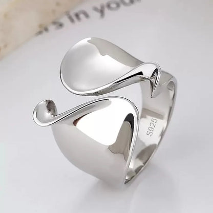 925 Sterling Silver Geometric Wide Sparkling Ring