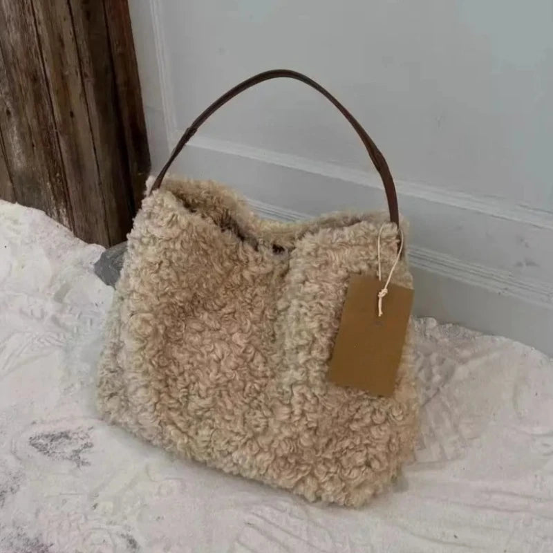 Autumn Winter Luxury Imitation Lamb Wool Shoulder Bag Handbag