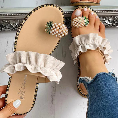 Pearl Flat Toe Bohemian Shoes plus size