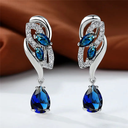 Blue Rainbow Stone Crystal Zircon Earrings