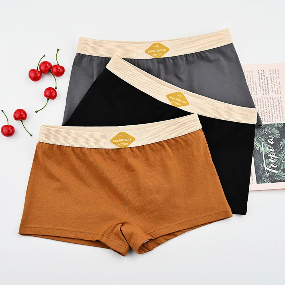 3PCS/Pack 100% Cotton Boxer Mid-rise Thin Lingerie
