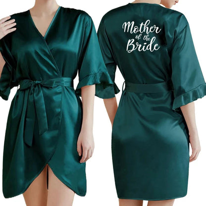 Dark Green Satin Team Bride Bridesmaid Sleepwear Robe