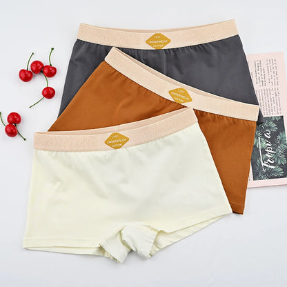 3PCS/Pack 100% Cotton Boxer Mid-rise Thin Lingerie