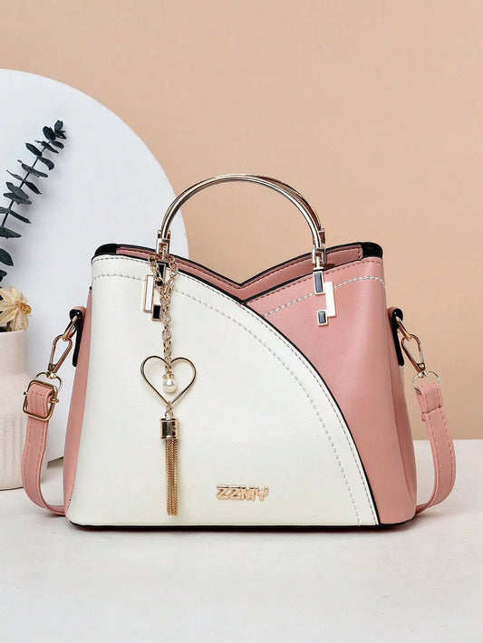 splicing color casual crossbody bag