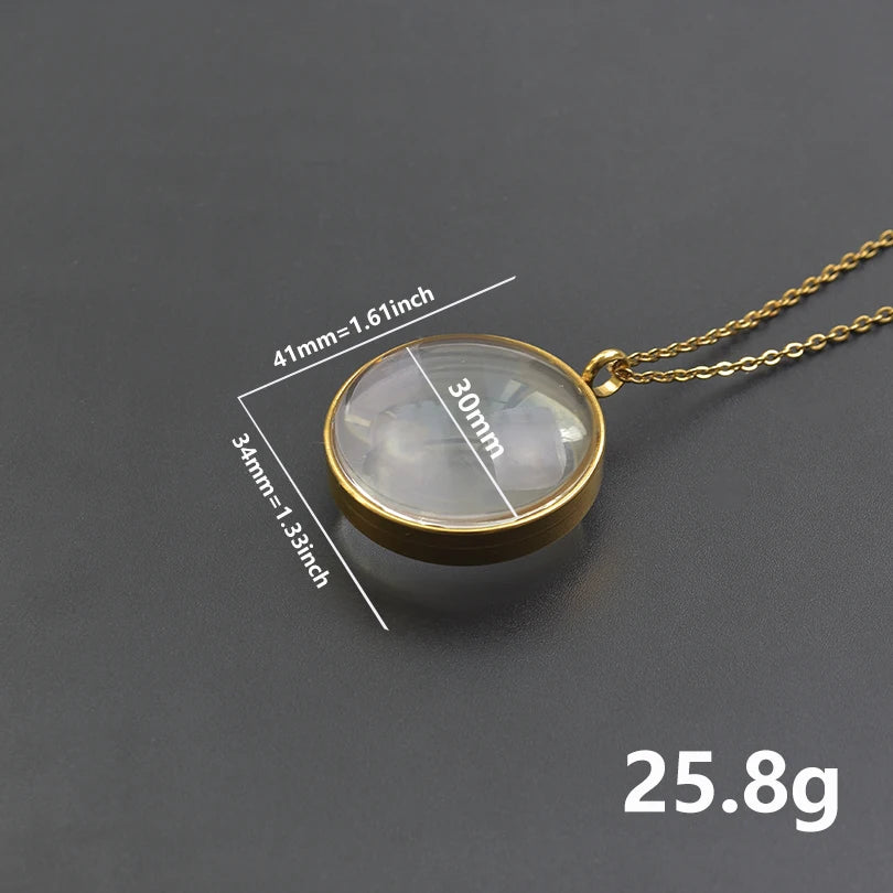 1Pc 10-45mm Round Memory Coin Bezel Locket Pendant Necklaces