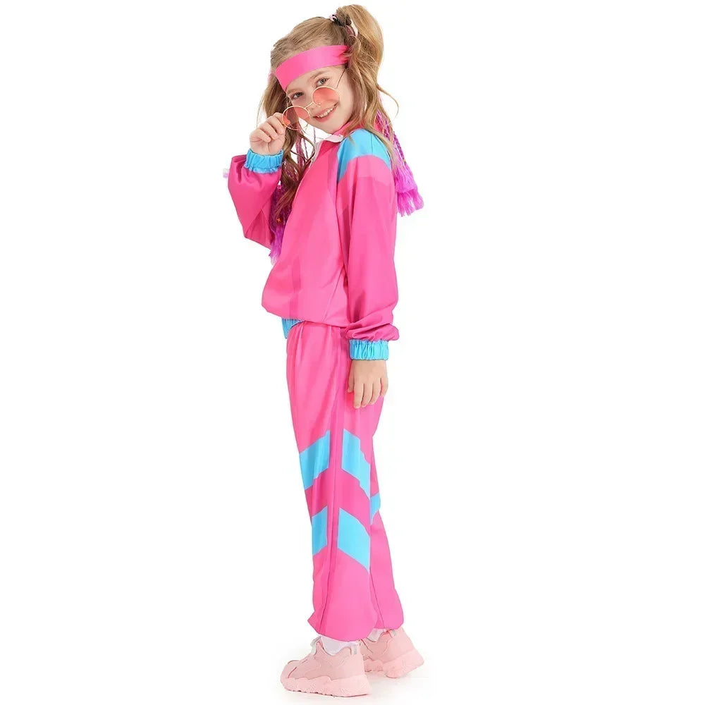 80s 90s Sportswear Suit Retro Disco Hip Hop Costume Long Sleeve Zipper Coat