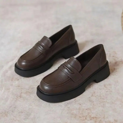 Loafers Round Toe Chunky Casual Office Shoes