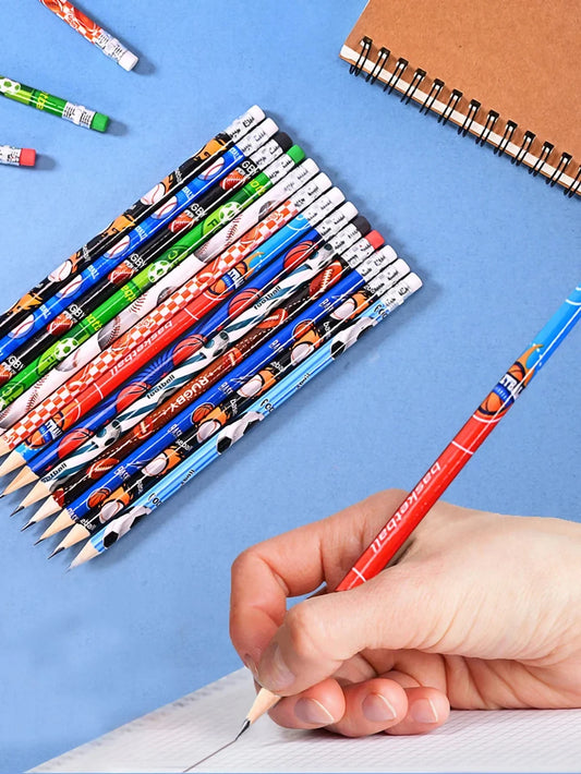 12pcs Sports Ball Themed Wooden Pencils
