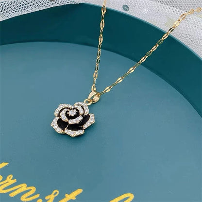Light Zircon Crystal Stainless Steel Necklaces