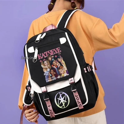 Katseye Funny Print Backpacks Sweet Soft Capacity Student Schoolbag