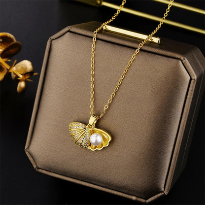 Light Zircon Crystal Stainless Steel Necklaces
