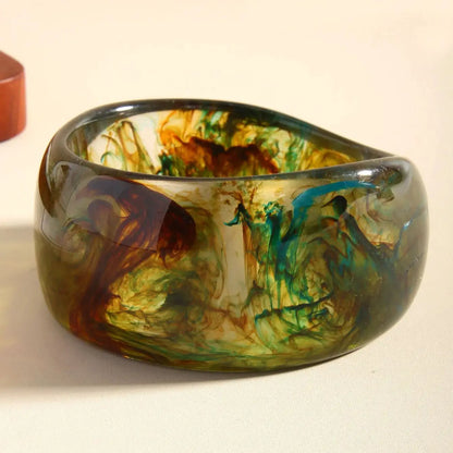 Exaggerate Geometric Acrylic Resin Bangle Wide Bracelets