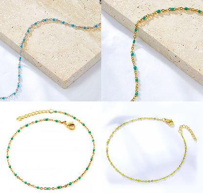 Bohemian Blue Green Yellow Beads Anklet Chains