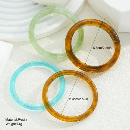 Vintage Resin Acrylic Bangle Korean Texture Charms Cuff Bangles Bracelets Set
